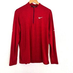 Mens Nike Running Red Long Sleeve 1/4 Zip Pullover Large Athletic Golf